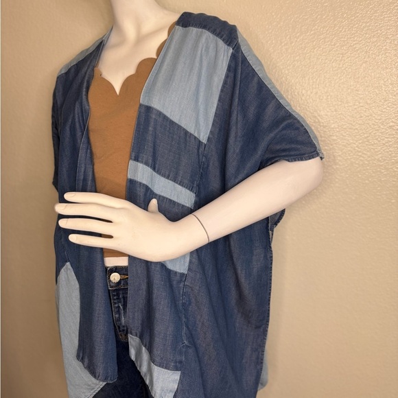 Cloth & Stone Anthropologie Denim Patchwork Kimono One Size.  #250 - Picture 4 of 10